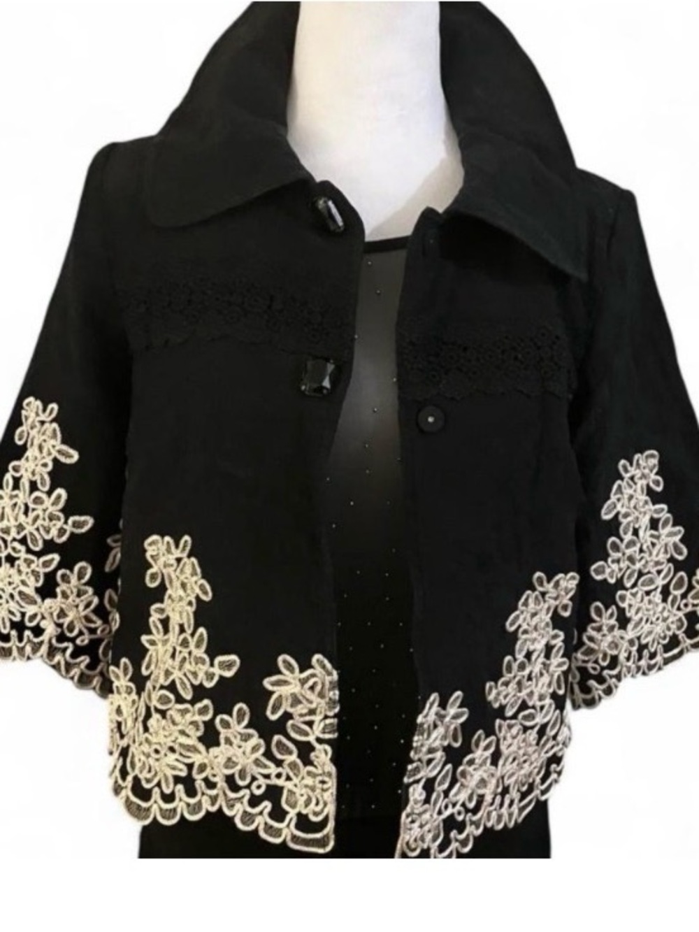 French girl vibes, old money Peter Nygard Black Jacket with White Accents